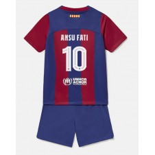 Barcelona Ansu Fati #10 Hemmaställ Barn 2023-24 Korta ärmar (+ Korta byxor)